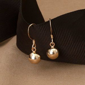 Rose Gold Hook Earrings with Dangle Balls, Classical Earrings